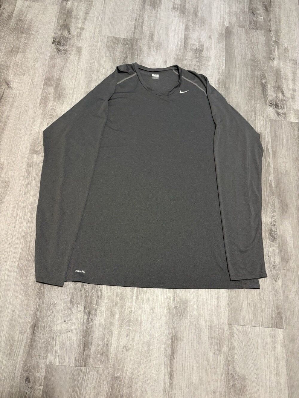 NIKE Dri Fit T-Shirt Men's 4XL Gray Long Sleeve Crewneck Athletic